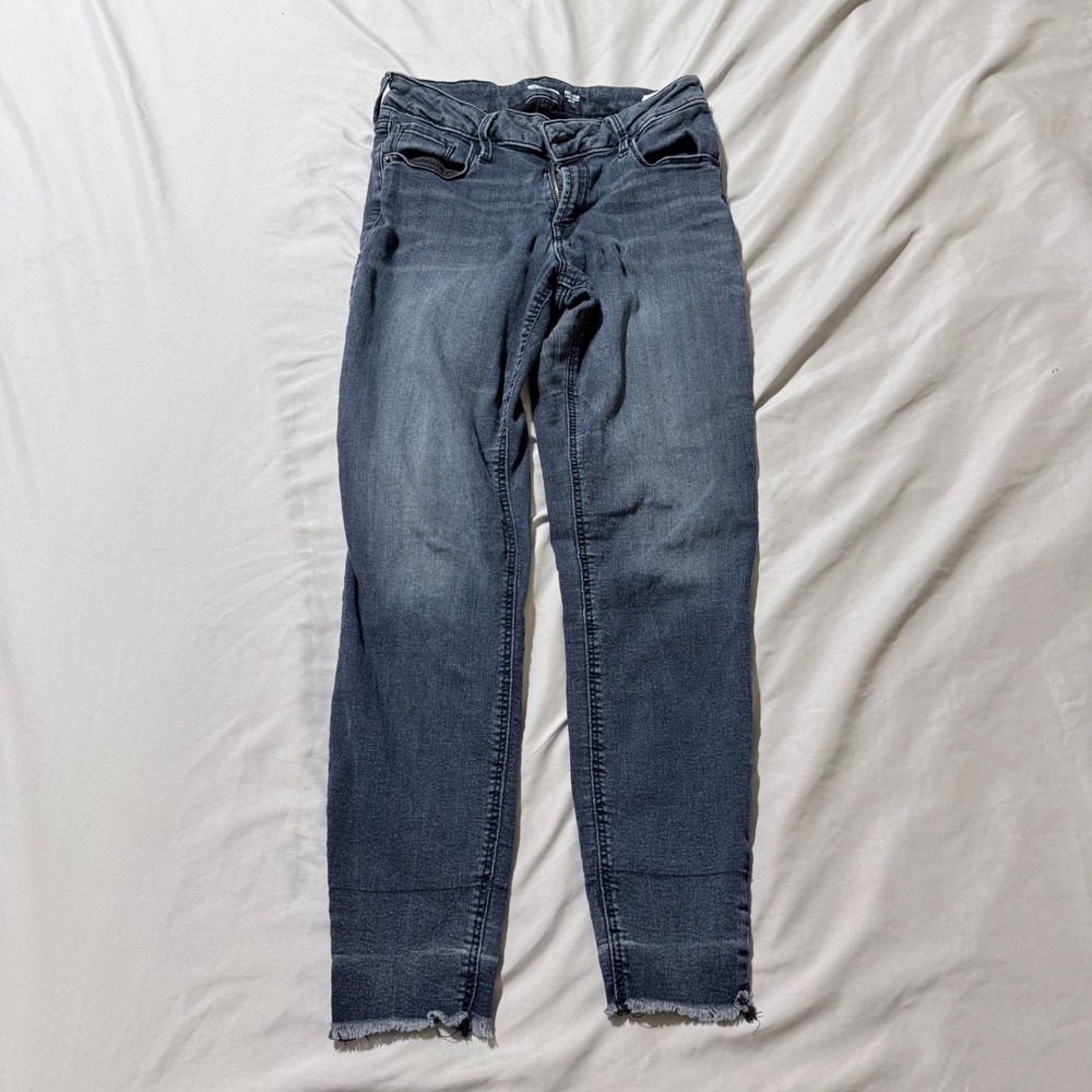 Old Navy Womens Rockstar Super Skinny Ankle‎ Jeans Size 4 Gray Denim Raw Hem